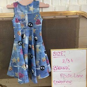 Pixie lane 2/3 new skater twirl dress ting Yang denim spandex